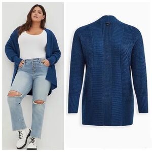 Torrid Blue Chunky Knit Cardigan Sweater
